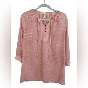 Matilda Jane Women's Sheer Swiss Dot Tunic Pullover Blouse, Small, Light Pink